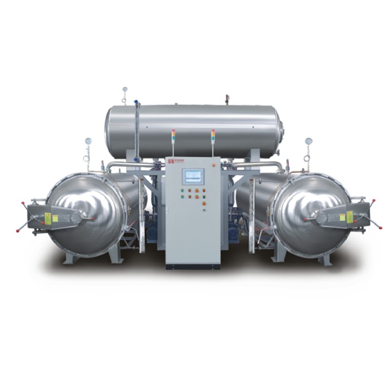Three parallel water bath sterilization pots